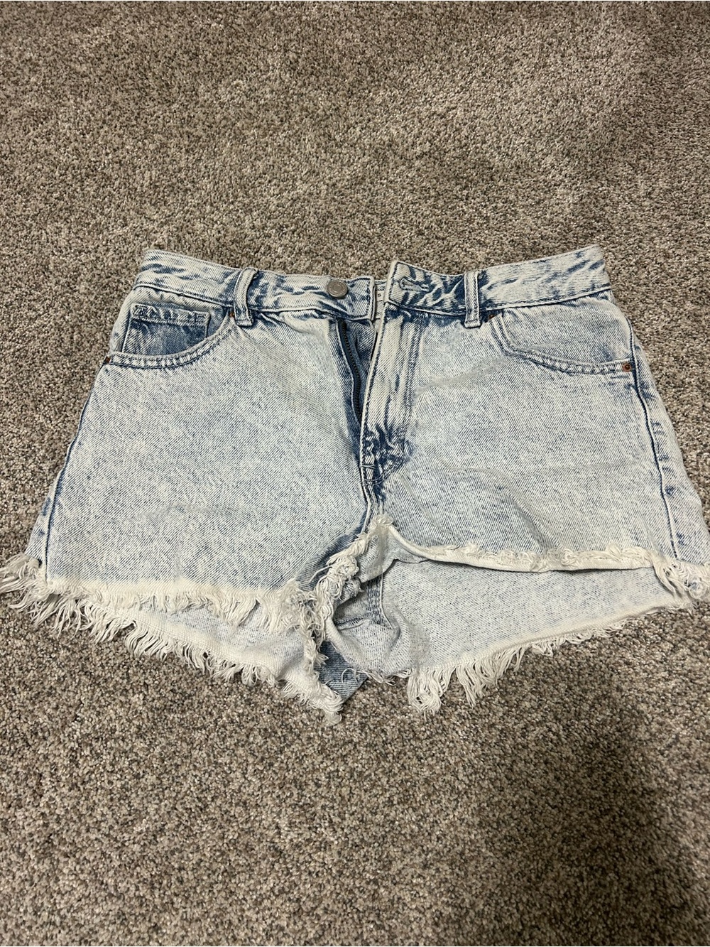 PacSun Light Blue High-Rise Frayed Hem Denim Shorts